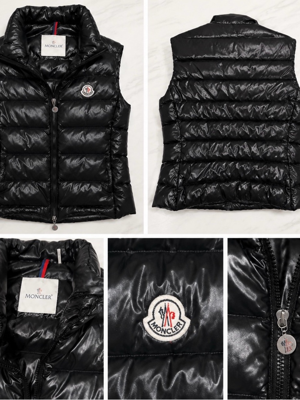 Moncler Black Shiny Quilted Down Vest
